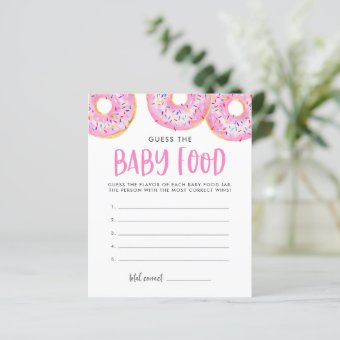 Pink Donuts Guess The Baby Food Baby Shower Game | Zazzle