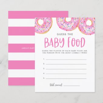 Pink Donuts Guess The Baby Food Baby Shower Game | Zazzle
