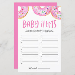 Pink Donuts Guess The Baby Items Baby Shower Game