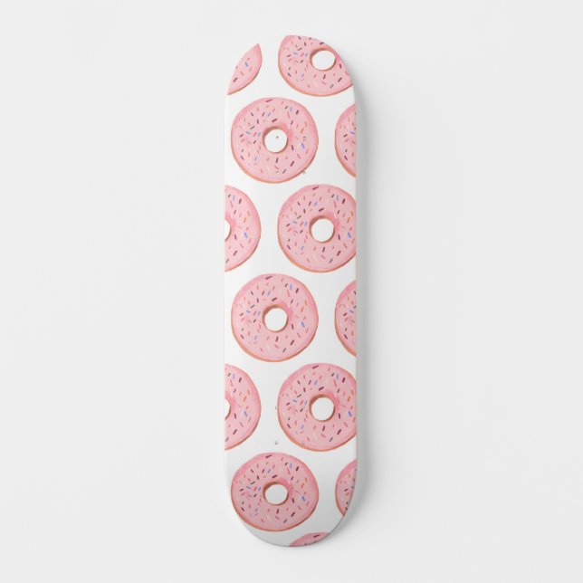 Pink Donuts Pattern Skateboard (Front)