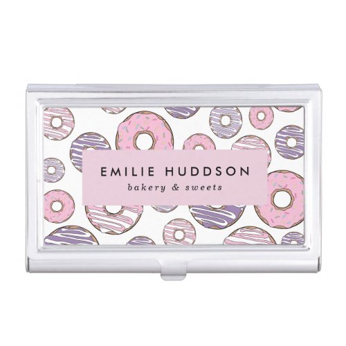 Pink Donuts Purple Donuts Cake Shop Pastry Shop Business Card Case