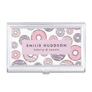 Pink Donuts, Purple Donuts, Cake Shop, Pastry Shop Business Card Case
