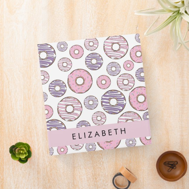 Pink Donuts, Purple Donuts, Sprinkles, Your Name 3 Ring Binder (In Situ)