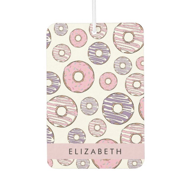 Pink Donuts, Purple Donuts, Sprinkles, Your Name Air Freshener (Front)
