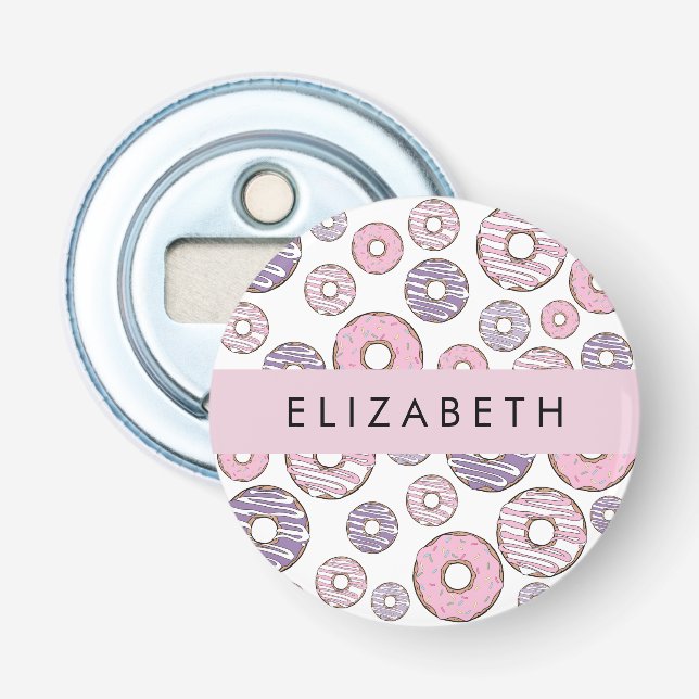 Pink Donuts, Purple Donuts, Sprinkles, Your Name Bottle Opener (Front)