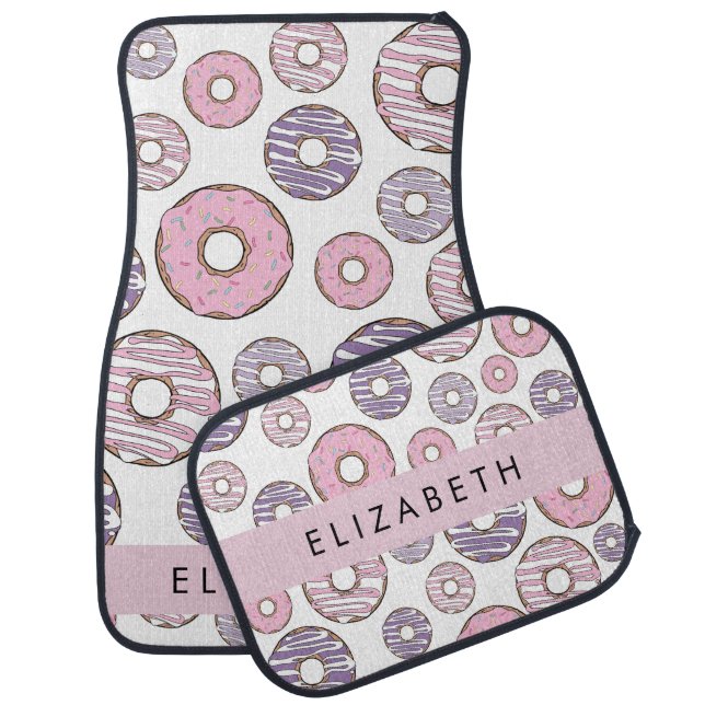 Pink Donuts, Purple Donuts, Sprinkles, Your Name Car Floor Mat (Set)