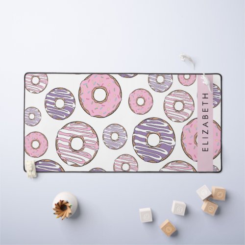 Pink Donuts Purple Donuts Sprinkles Your Name Desk Mat