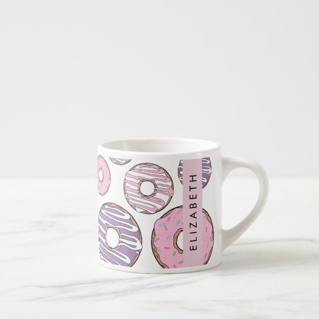 Pink Donuts, Purple Donuts, Sprinkles, Your Name Espresso Cup (Right)