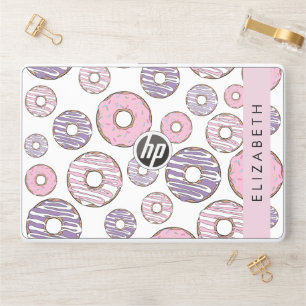 Pink Donuts, Purple Donuts, Sprinkles, Your Name HP Laptop Skin