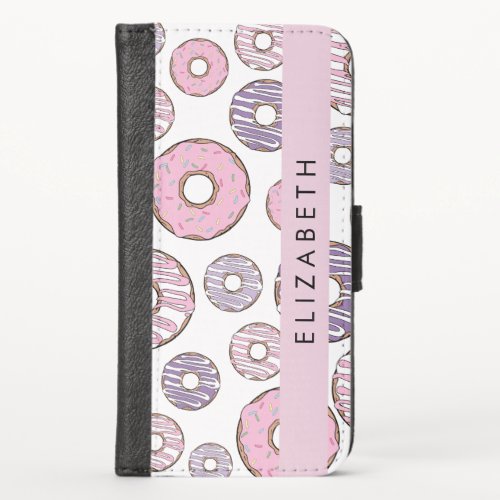 Pink Donuts Purple Donuts Sprinkles Your Name iPhone X Wallet Case