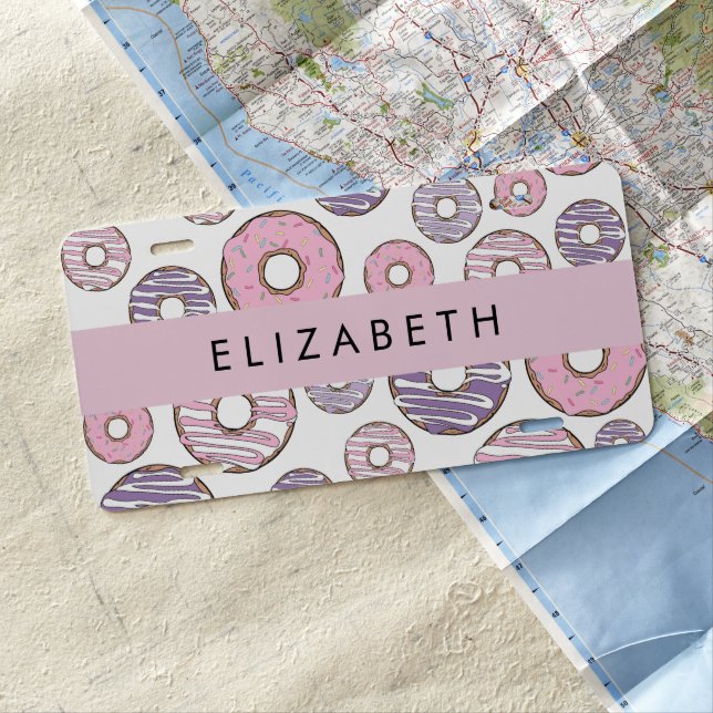 Pink Donuts, Purple Donuts, Sprinkles, Your Name License Plate (In Situ)