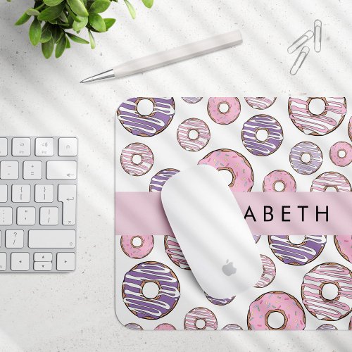 Pink Donuts Purple Donuts Sprinkles Your Name Mouse Pad