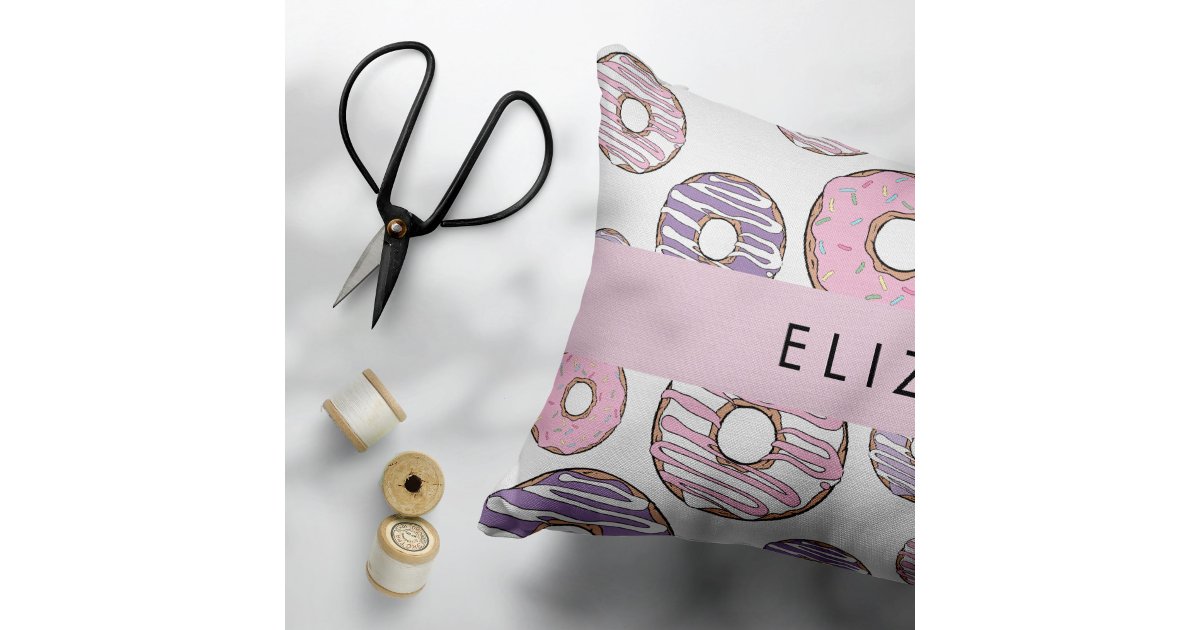 Pink Donuts, Purple Donuts, Sprinkles, Your Name Pillow Case | Zazzle