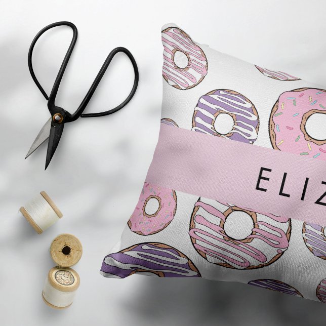 Pink Donuts, Purple Donuts, Sprinkles, Your Name Pillow Case (Creator Uploaded)