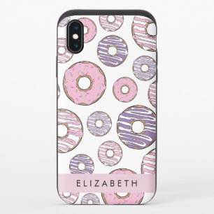 Pink Donuts, Purple Donuts, Sprinkles, Your Name iPhone X Slider Case