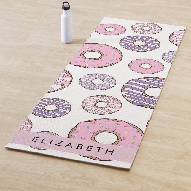 Pink Donuts, Purple Donuts, Sprinkles, Your Name Yoga Mat (In Situ)