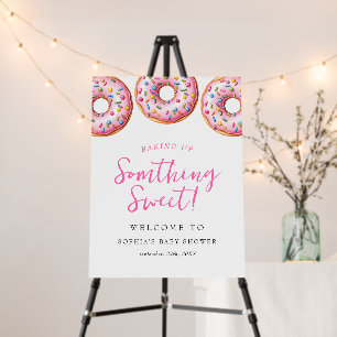 Pink Donuts Something Sweet Baby Shower Welcome Foam Board