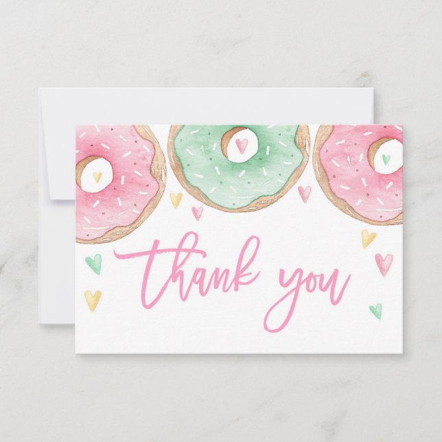 Pink donuts thank you note card (Front)