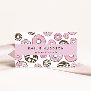 Pink Donuts, White Donuts, Cake Shop, Pastry Shop Business Card