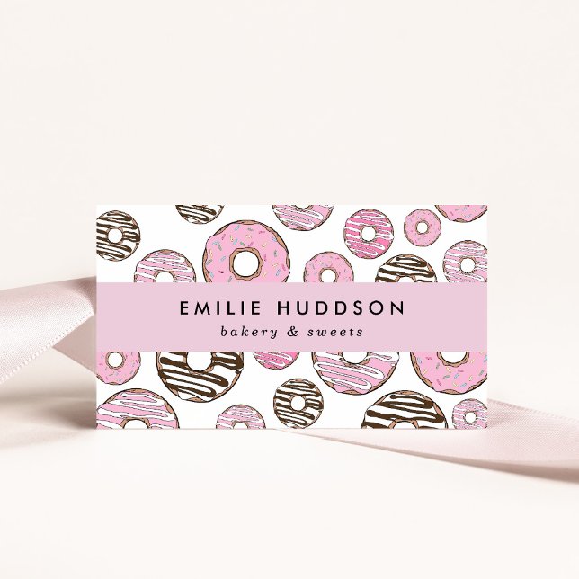 Pink Donuts, White Donuts, Cake Shop, Pastry Shop Business Card (Creator Uploaded)