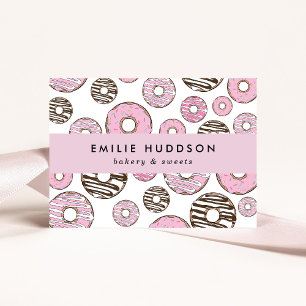 Pink Donuts, White Donuts, Cake Shop, Pastry Shop Business Card
