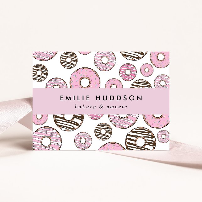 Pink Donuts, White Donuts, Cake Shop, Pastry Shop Business Card (Creator Uploaded)