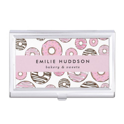 Pink Donuts White Donuts Cake Shop Pastry Shop Business Card Case