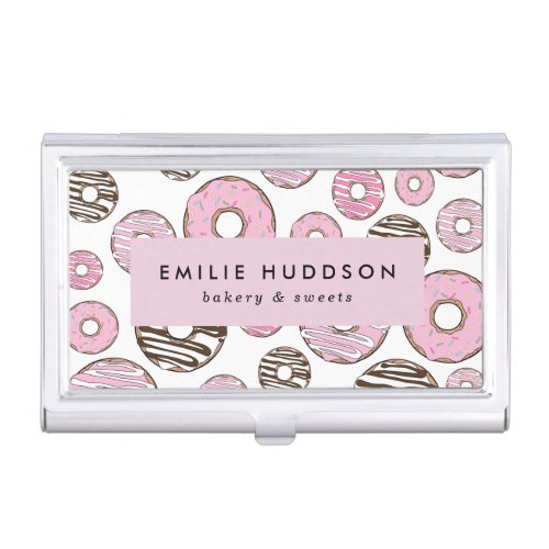Pink Donuts White Donuts Cake Shop Pastry Shop Business Card Case