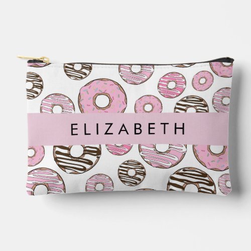 Pink Donuts White Donuts Sprinkles Your Name Accessory Pouch