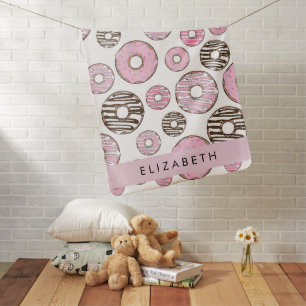 Pink Donuts, White Donuts, Sprinkles, Your Name Baby Blanket