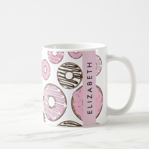 Pink Donuts, White Donuts, Sprinkles, Your Name Coffee Mug