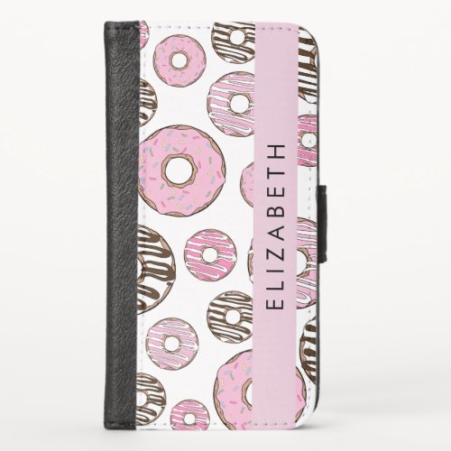 Pink Donuts White Donuts Sprinkles Your Name iPhone X Wallet Case