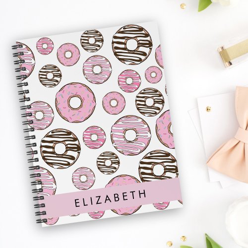 Pink Donuts White Donuts Sprinkles Your Name Notebook