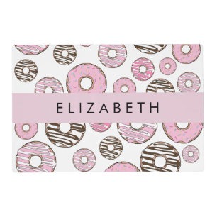 Pink Donuts, White Donuts, Sprinkles, Your Name Placemat