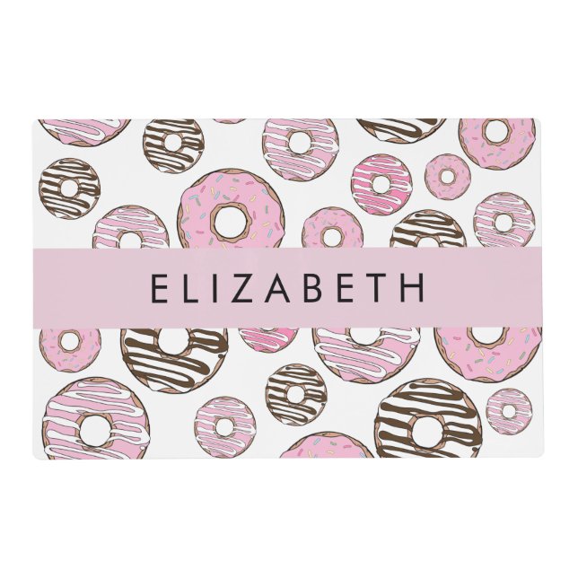 Pink Donuts, White Donuts, Sprinkles, Your Name Placemat (Front)