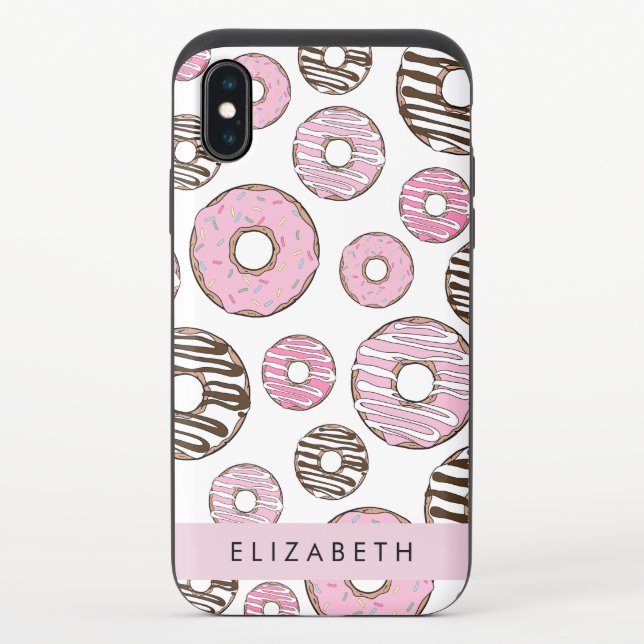 Pink Donuts, White Donuts, Sprinkles, Your Name Uncommon iPhone Case (Back)