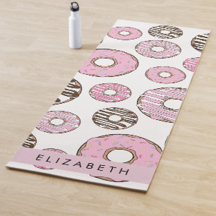 Pink Donuts, White Donuts, Sprinkles, Your Name Yoga Mat