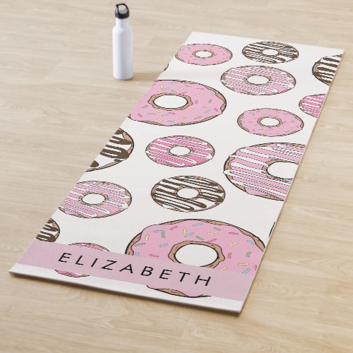 Pink Donuts White Donuts Sprinkles Your Name Yoga Mat