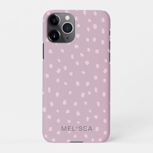 Pink doodle dots personalized iPhone 11Pro case