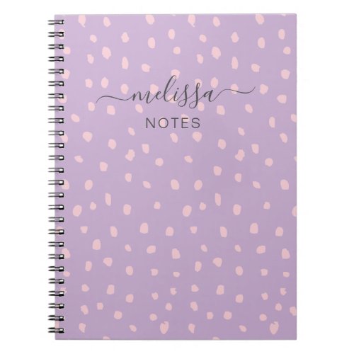 Pink doodle dots personalized notebook