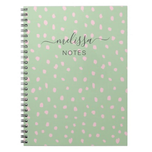 Pink doodle dots personalized notebook