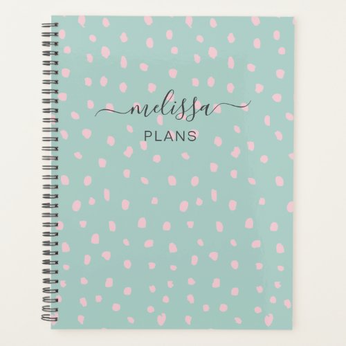 Pink doodle dots personalized planner