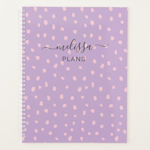 Pink doodle dots personalized planner