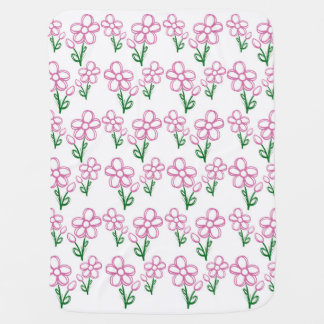 Pink Doodle Flower Baby Blanket