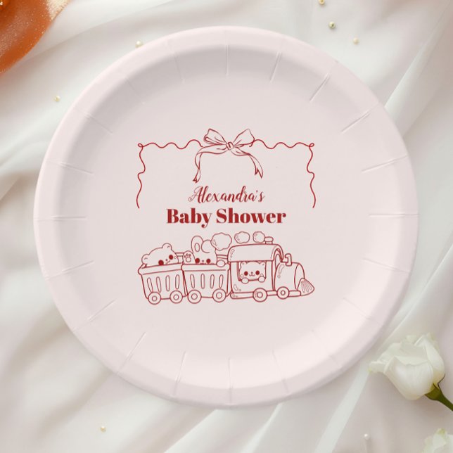 Pink Doodle Toys Bow Baby Shower Paper Plates (Creator Uploaded)