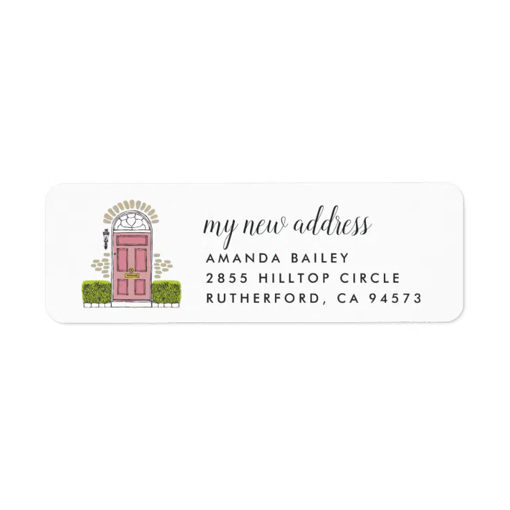 Pink Door Moving Announcement Return Address Label | Zazzle