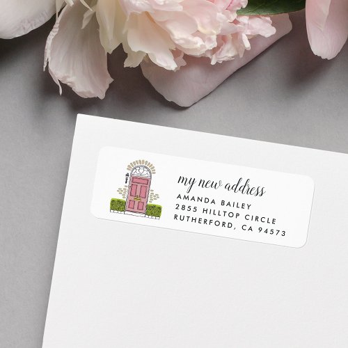 Pink Door Moving Announcement Return Address Label