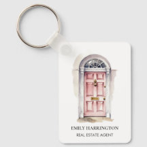 Pink Door Watercolor Logo Real Estate Agent