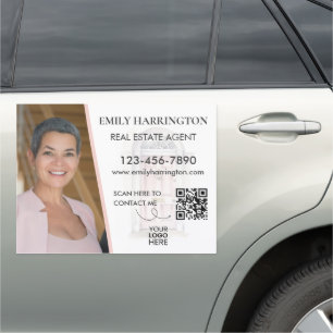 Pink Door Watercolor Photo Real Estate Agent Car Magnet