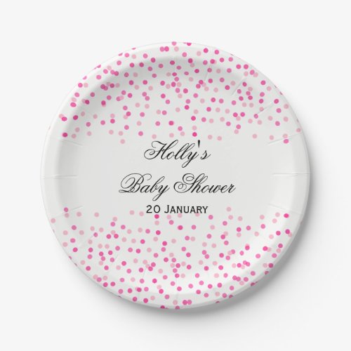 Pink Dot Baby Shower Plates Confetti Party Plates